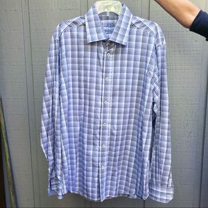 Bugatchi Uomo Blue Plaid Dress Shirt